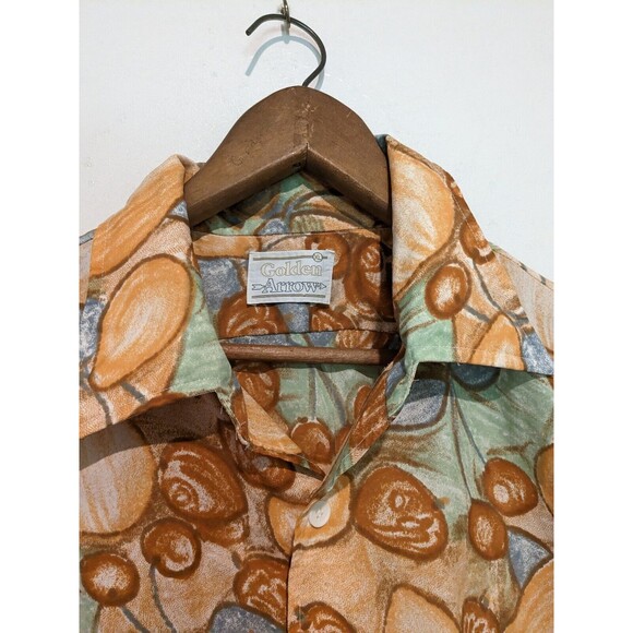Mens Golden Arrow Camp Shirt  Pocket Fruit Pattern Vintage 60s XL Chest 51 - Picture 2 of 5